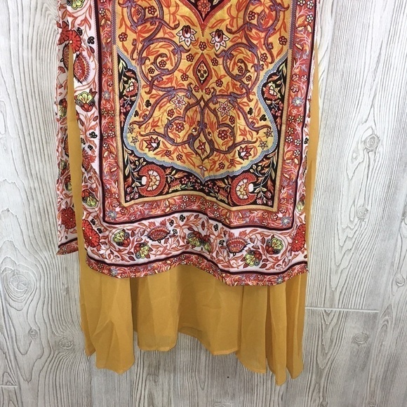 MISSLOOK Dress Yellow & Orange Beaded neck Large - Picture 2 of 13